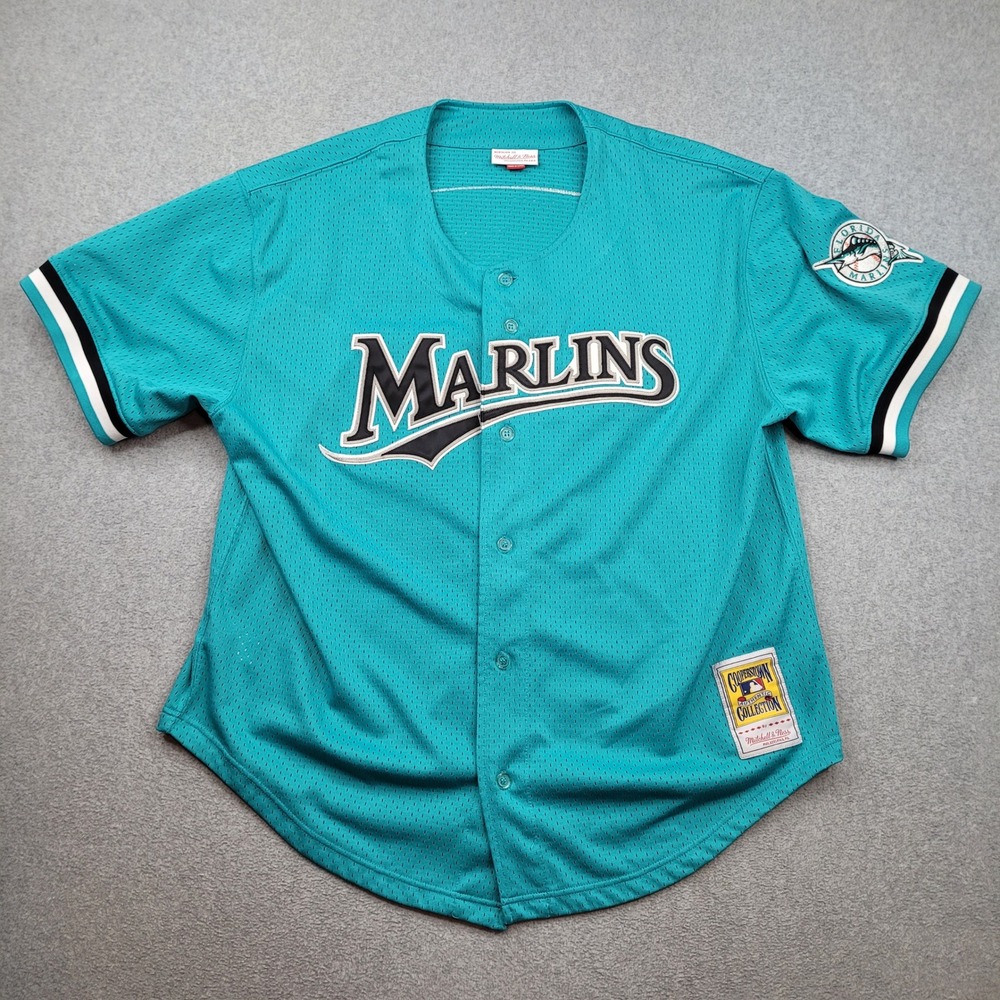 Andre Dawson Marlins Mitchell & Ness Baseball Jersey Mens 2XL Teal Florida Mesh